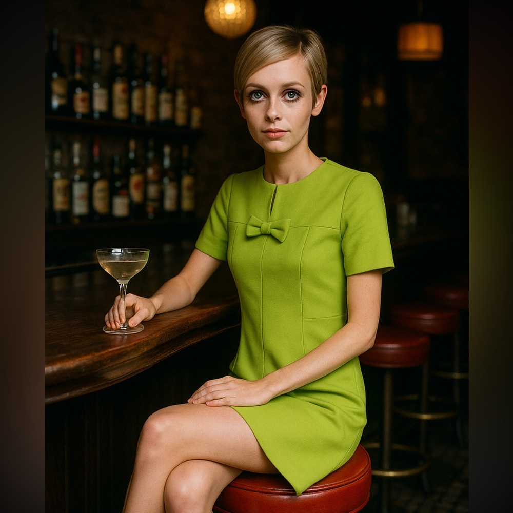 Elegant Green vintage Mod Mini Dress from the 60’s